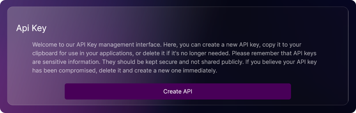 API Keys Section